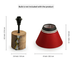 'Abstract Mosaic' Hand-Painted Decorative Table Lamp In Mango Wood (32.5 cm)