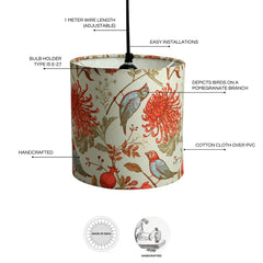 'Chirping Birds' Hanging Pendant Lamp Shade (20.6 cm, Handcrafted)