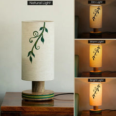 Grape Vines' Hand-Painted Decorative Table Lamp In Mango Wood (30 cm)