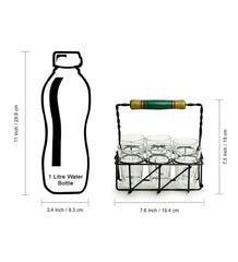 'The Railway Nostalgia' Cutting Chai Tea Glasses Set With Holder (Set of 6, 120 ml)