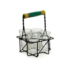 'The Railway Nostalgia' Cutting Chai Tea Glasses Set With Holder (Set of 4, 120 ml)