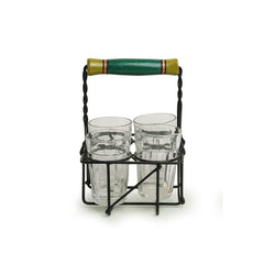 'The Railway Nostalgia' Cutting Chai Tea Glasses Set With Holder (Set of 4, 120 ml)