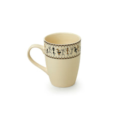 'Whispers of Warli' Handcrafted Ceramic Tea & Coffee Mug (300 ML, Microwave Safe)