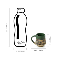 Chevron Waves Textured Handcrafted Ceramic Coffee Mugs (Set of 4, 280 ML Each)