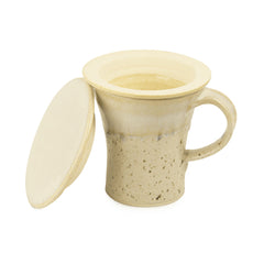 Handcrafted 'Studio Pottery' Green Tea Filter Mug In Creamish White