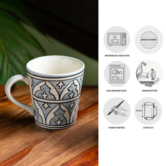 'Arabian Nights' Hand-Painted Ceramic Tea & Coffee Mug (240 ML, Microwave Safe)