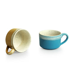 'Beach Shores' Coffee & Tea Cups In Ceramic (Set Of 2, 200 ml, Microwave Safe, Hand Glazed)