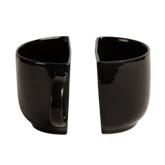 Unique Half Ceramic Cups Set In Black