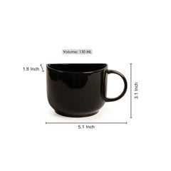 Unique Half Ceramic Cups Set In Black