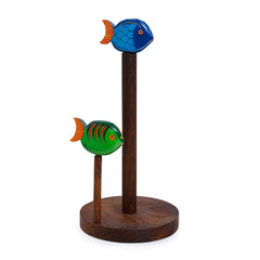 Hand-Painted Fishes Napkin Holder In Sheesham Wood