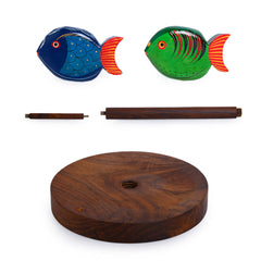 Hand-Painted Fishes Napkin Holder In Sheesham Wood