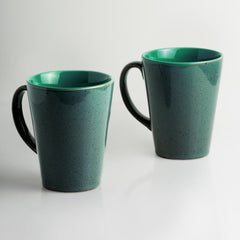 'Blues Of Sky' Studio Pottery Glazed Coffee Mugs In Ceramic (Set Of 2)