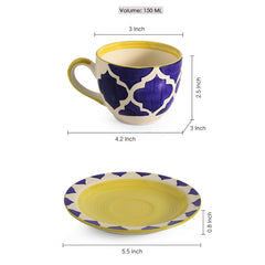 'A Mediterranean High-Tea' Handpainted Cup & Saucer In Ceramic (Set Of 6)
