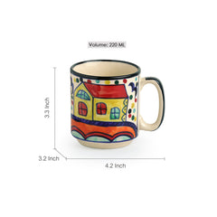 'The Hut Coffee Hangouts' hand-Painted Ceramic Tea & Coffee Mugs (Set Of 6)