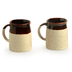 'Cocoa Rims' Studio Pottery Tea & Coffee Mugs In Ceramic (Set Of 2)