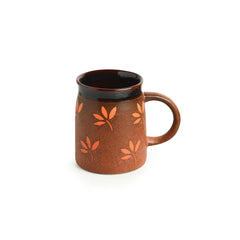 'Leaf Sips' Hand-Painted & Handglazed Studio Pottery Coffee & Tea Mugs In Ceramic (Set of 2)