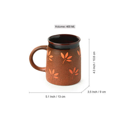'Leaf Sips' Hand-Painted & Handglazed Studio Pottery Coffee & Tea Mugs In Ceramic (Set of 2)