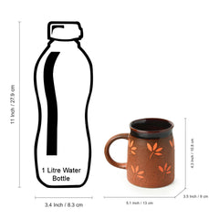 'Leaf Sips' Hand-Painted & Handglazed Studio Pottery Coffee & Tea Mugs In Ceramic (Set of 2)