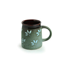 'Leaf Sips' Hand-Painted & Handglazed Studio Pottery Coffee & Tea Mugs In Ceramic (Set of 2)