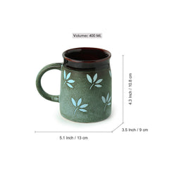 'Leaf Sips' Hand-Painted & Handglazed Studio Pottery Coffee & Tea Mugs In Ceramic (Set of 2)