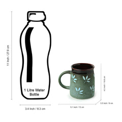 'Leaf Sips' Hand-Painted & Handglazed Studio Pottery Coffee & Tea Mugs In Ceramic (Set of 2)