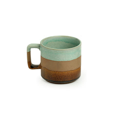 'Mint Chocolate' Hand Glazed Studio Pottery Tea & Coffee Mugs In Ceramic (Set of 2, 362 ML, Microwave Safe)