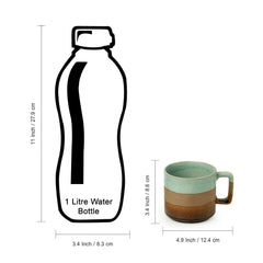 'Mint Chocolate' Hand Glazed Studio Pottery Tea & Coffee Mugs In Ceramic (Set of 2, 362 ML, Microwave Safe)