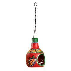 'The Earthern Bottle' Tea-Light Holder In Crimson Red