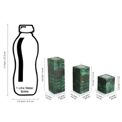 'Teal Blocks' Antique Finish Tea Light Holders In Mango Wood (Set of 3)