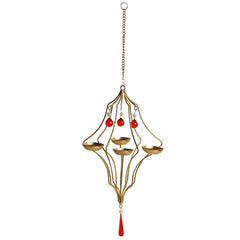 ✨ Golden Abstract Tea-Light Holder – Handcrafted Hanging Iron Decor