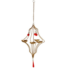 ✨ Golden Abstract Tea-Light Holder – Handcrafted Hanging Iron Decor