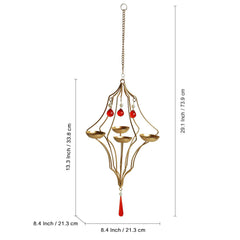 ✨ Golden Abstract Tea-Light Holder – Handcrafted Hanging Iron Decor