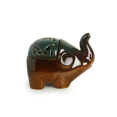 'Amber & Teal' Studio Pottery Table Tea-Light Holder In Ceramic