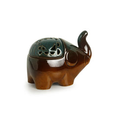 'Amber & Teal' Studio Pottery Table Tea-Light Holder In Ceramic