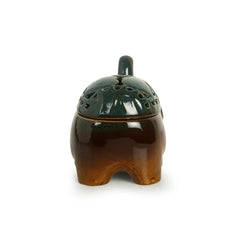 'Amber & Teal' Studio Pottery Table Tea-Light Holder In Ceramic