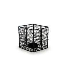 🕯️ Glowing Mesh Cube – Handcrafted Matte Black Tea-Light Holder