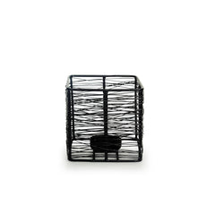 🕯️ Glowing Mesh Cube – Handcrafted Matte Black Tea-Light Holder