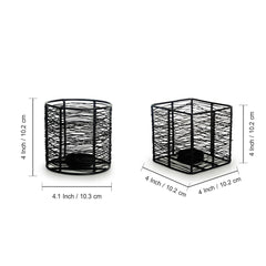 🕯️ Glowing Mesh Duo – Set of 2 Handwired Matte Black Tea-Light Holders
