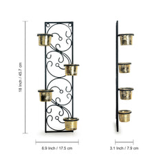 'Glowing Vines' Handcrafted Wall Sconce Tea Light Holders In Iron With Glass Holders (Set of 2)