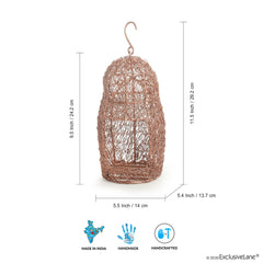 Golden Abstract Tea-Light Holder – Handcrafted Hanging Iron Decor