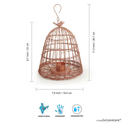 The Wired Conicals' Handwired Hanging & Table Tea-Light Holder In Iron (22.9 cm | Copper Finish)