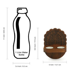 'The Dancing Peacock' Hand Carved Wall Tea Light Holder in Sheesham Wood