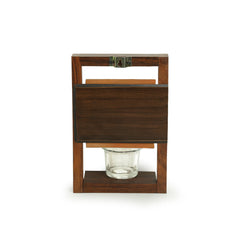 'Shades of a Leaf' Wall Tea-Light Holder in Sheesham Wood & Terracotta