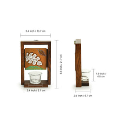 'Shades of a Leaf' Wall Tea-Light Holder in Sheesham Wood & Terracotta