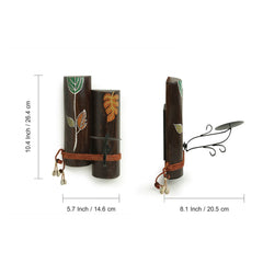 'Shades of a Leaf' Hand-Painted Wall Candle Holder in Teak Wood