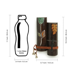 'Shades of a Leaf' Hand-Painted Wall Candle Holder in Teak Wood