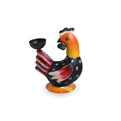 Homely Hen' Handpainted Tea Light Holder Cum Garden Decorative Showpiece In Metal (17.8 cm)