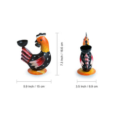 Homely Hen' Handpainted Tea Light Holder Cum Garden Decorative Showpiece In Metal (17.8 cm)