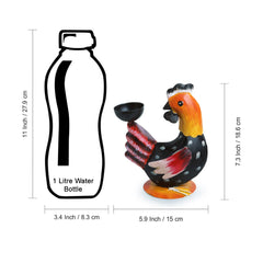Homely Hen' Handpainted Tea Light Holder Cum Garden Decorative Showpiece In Metal (17.8 cm)