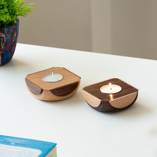 Jugnu Chakori' Wooden Tea Light Holder (Set of 2)